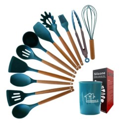 Jumper Kids ชุดทำอาหาร อุปกรณ์ครัว ซิลิโคน 12 ชิ้น ตะหลิวซิลิโคน ซิลิโคนคุณภาพสำหรับทำอาหาร พร้อมกระบอกเก็บอุปกรณ์