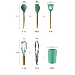 Jumper Kids ชุดทำอาหาร อุปกรณ์ครัว ซิลิโคน 12 ชิ้น ตะหลิวซิลิโคน ซิลิโคนคุณภาพสำหรับทำอาหาร พร้อมกระบอกเก็บอุปกรณ์