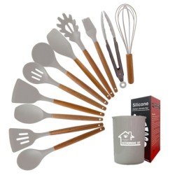 Jumper Kids ชุดทำอาหาร อุปกรณ์ครัว ซิลิโคน 12 ชิ้น ตะหลิวซิลิโคน ซิลิโคนคุณภาพสำหรับทำอาหาร พร้อมกระบอกเก็บอุปกรณ์