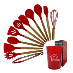 Jumper Kids ชุดทำอาหาร อุปกรณ์ครัว ซิลิโคน 12 ชิ้น ตะหลิวซิลิโคน ซิลิโคนคุณภาพสำหรับทำอาหาร พร้อมกระบอกเก็บอุปกรณ์