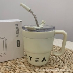 Jumper แก้วสแตนเลส ลาย Coffee & Tea เก็บความร้อนและความเย็น ได้ดี มีหูหิ้ว ขนาด 480 ML. น้ำหนักเบา