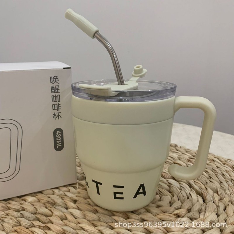 Jumper แก้วสแตนเลส ลาย Coffee & Tea เก็บความร้อนและความเย็น ได้ดี มีหูหิ้ว ขนาด 480 ML. น้ำหนักเบา