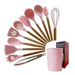 Jumper Kids ชุดทำอาหาร อุปกรณ์ครัว ซิลิโคน 12 ชิ้น ตะหลิวซิลิโคน ซิลิโคนคุณภาพสำหรับทำอาหาร พร้อมกระบอกเก็บอุปกรณ์