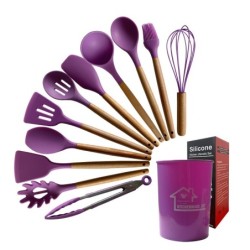 Jumper Kids ชุดทำอาหาร อุปกรณ์ครัว ซิลิโคน 12 ชิ้น ตะหลิวซิลิโคน ซิลิโคนคุณภาพสำหรับทำอาหาร พร้อมกระบอกเก็บอุปกรณ์