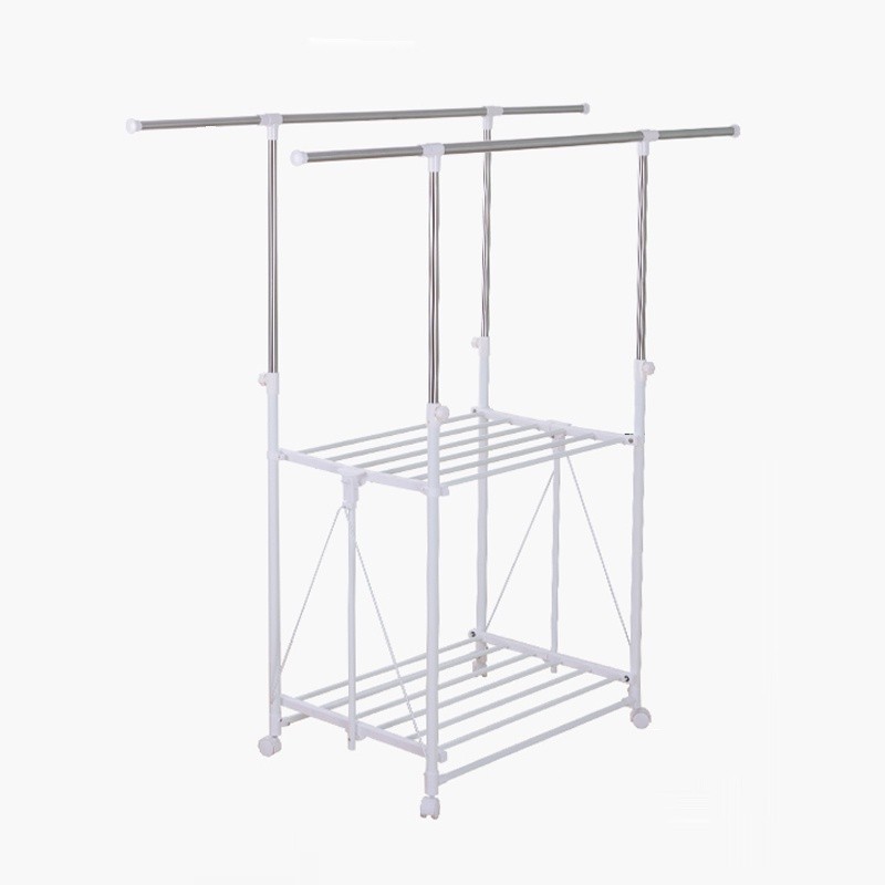 Jumper Kids ราวตากผ้าสแตนเลส ราวตากผ้า ราวสแตนเลส พับได้ แขวนผ้า ตากรองเท้า มีล้อ เคลื่อนย้ายสะดวก ตากได้ 2 ราว