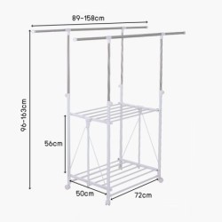 Jumper Kids ราวตากผ้าสแตนเลส ราวตากผ้า ราวสแตนเลส พับได้ แขวนผ้า ตากรองเท้า มีล้อ เคลื่อนย้ายสะดวก ตากได้ 2 ราว