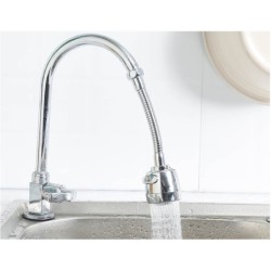 Jumper Kids ตัวแปลง หัวต่อก๊อกน้ำ ก๊อกน้ำล้างจาน ก๊อกน้ำปรับได้ ดัดได้ 360° องศา สีเงิน