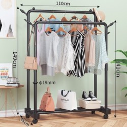 Jumper Kids ราวตากผ้าเหล็ก ราวแขวนผ้าบาร์คู่ บาร์เดี่ยว ราวแขวนเสื้อ พร้อมชั้นที่วางของ ชั้นวางรองเท้า ที่แขวนผ้าและหมวก