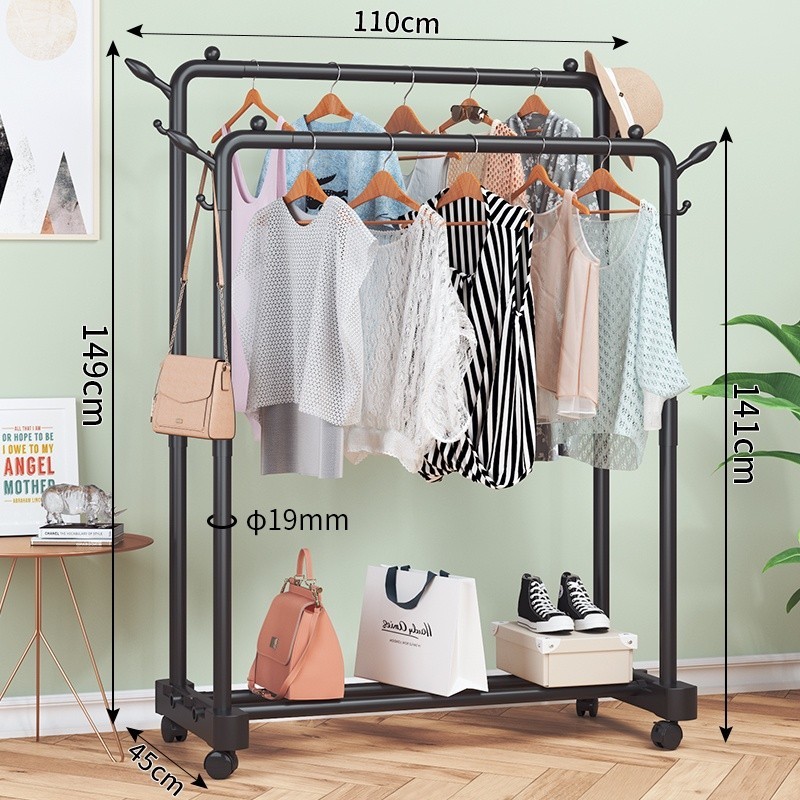 Jumper Kids ราวตากผ้าเหล็ก ราวแขวนผ้าบาร์คู่ บาร์เดี่ยว ราวแขวนเสื้อ พร้อมชั้นที่วางของ ชั้นวางรองเท้า ที่แขวนผ้าและหมวก