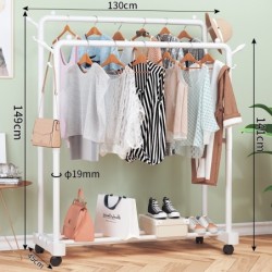 Jumper Kids ราวตากผ้าเหล็ก ราวแขวนผ้าบาร์คู่ บาร์เดี่ยว ราวแขวนเสื้อ พร้อมชั้นที่วางของ ชั้นวางรองเท้า ที่แขวนผ้าและหมวก