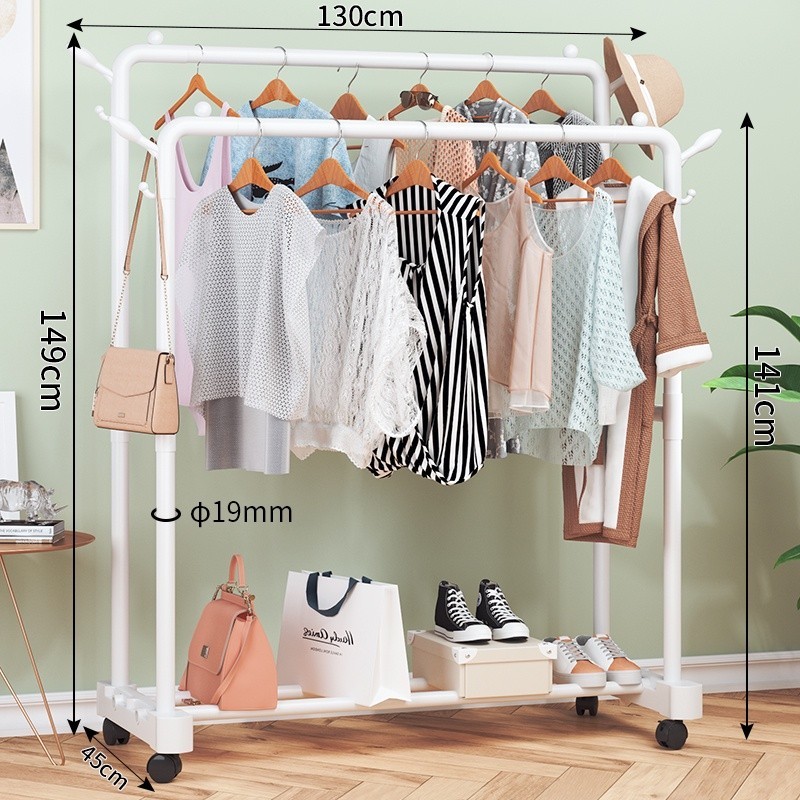 Jumper Kids ราวตากผ้าเหล็ก ราวแขวนผ้าบาร์คู่ บาร์เดี่ยว ราวแขวนเสื้อ พร้อมชั้นที่วางของ ชั้นวางรองเท้า ที่แขวนผ้าและหมวก