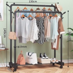 Jumper Kids ราวตากผ้าเหล็ก ราวแขวนผ้าบาร์คู่ บาร์เดี่ยว ราวแขวนเสื้อ พร้อมชั้นที่วางของ ชั้นวางรองเท้า ที่แขวนผ้าและหมวก