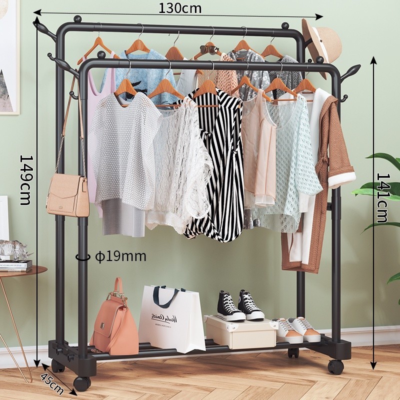 Jumper Kids ราวตากผ้าเหล็ก ราวแขวนผ้าบาร์คู่ บาร์เดี่ยว ราวแขวนเสื้อ พร้อมชั้นที่วางของ ชั้นวางรองเท้า ที่แขวนผ้าและหมวก