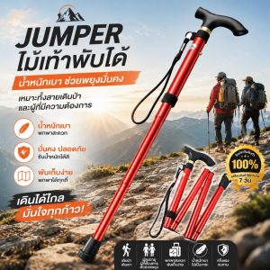 Jumper ไม้เท้าพับได้ น้ำหนักเบา ช่วยพยุงมั่นคง เหมาะทั้งสายเดินป่าและผู้ที่มีความต้องการ